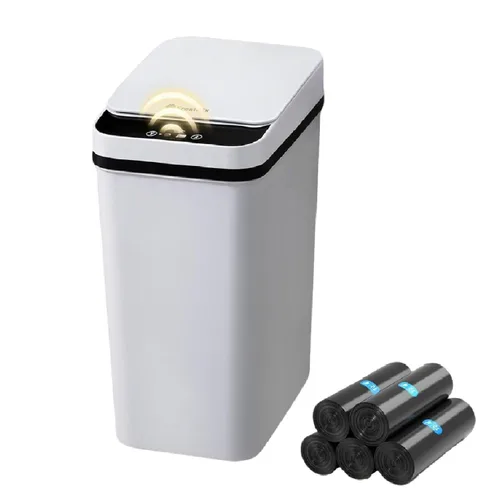 Vista 8 de FRESHLIX Cubo de basura para baño, 2.6 galones, con sensor de movimiento automático, sin contacto, impermeable, con tapa, cubo de basura pequeño