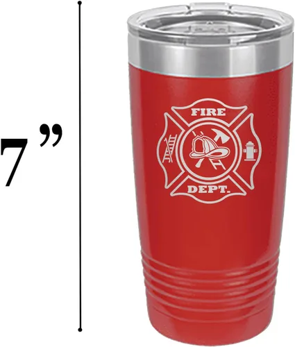 Vista 3 de Rogue River Tactical Taza de viaje de 20 onzas con tapa aislada al vacío del departamento de bomberos FD Fire Fire Department FD Fireman Gift Fire