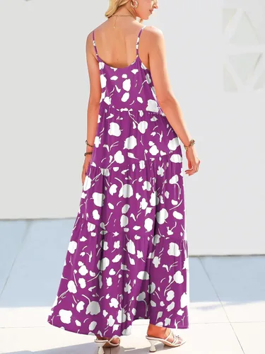 Vista 6 de ANRABESS - Vestido largo de verano para mujer, vestido de lino casual, holgado, sin mangas, con tirantes delgados y estilo bohemio, para playa