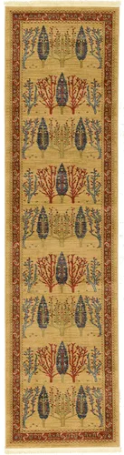 Vista 3 de Unique Loom Fars Collection - Alfombra moderna de diseño botánico inspirado en tribal, 2 pies 7 pulgadas x 10 pies 0 pulgadas, bronceado/rojo