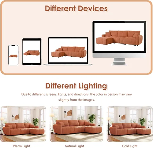 Vista 7 de [VIDEO] 110" Modular Sectional Sofa, L Shape with Extra-large Seat, Pull-l