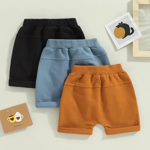 Vista 3 de Pantalones de otoño para bebé, paquete de 3 unidades, pantalones deportivos casuales con bolsillo sólido, cintura elástica, pantalones harén