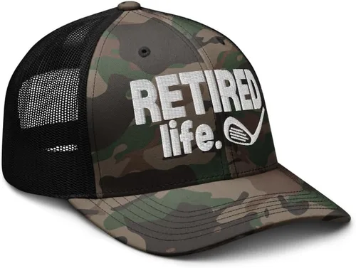 Vista 4 de Retired Life Golf Hat Retirement Gift Camouflage Trucker hat