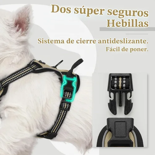 Vista 3 de Rabbitgoo - Arnés para perros sin tirón con 2 clips de correa, chaleco Oxford reflectante acolchado suave ajustable sin estrangulamiento