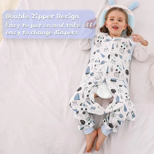 Vista 4 de WONDAY Toddler Sleep Sacks, Sleeveless Sleep Sack with Legs 12M-5T Planet
