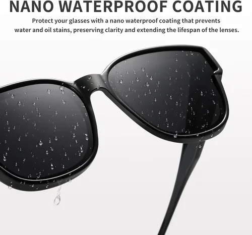 Vista 5 de Lentes de sol polarizados para mujeres y hombres, lentes de sol cuadrados envolventes con protección UV400 para conducir