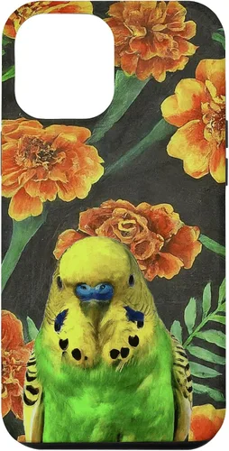 Vista 6 de Funda con patrón de flores vintage para iPhone 15 Budgie Orange Yellow Marigolds