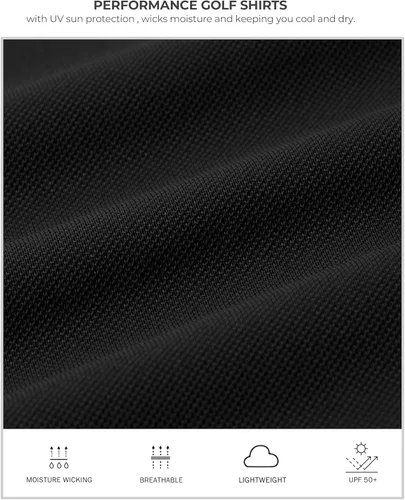 Vista 7 de Polo de golf para hombre, secado rápido, absorbe la humedad, manga corta A-Negro