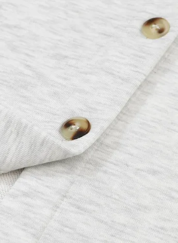 Vista 9 de SHEWIN - Sudadera de gran tamaño para mujer, de ajuste holgado, casual, manga larga, con botones, con capucha y bolsillos a gris