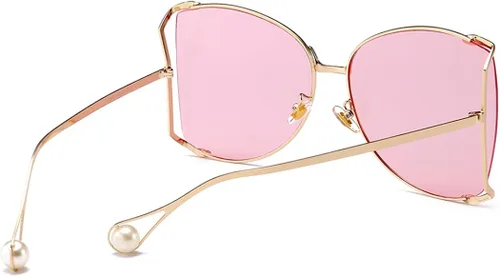 Vista 3 de Armear - Gafas de sol para mujer con montura de metal, diseño de perlas