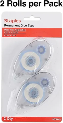 Vista 5 de STAPLES Cinta adhesiva permanente, 1/3" x 393", paquete de 2 – Adhesivo enrollable para manualidades, montaje y proyectos de papel
