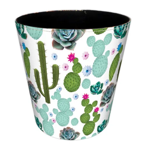 Vista 19 de Cubo de basura de cuero, cesta de basura decorativa retro, canasta de papel pequeña de capacidad de 10 L, bote de basura impermeable para baño