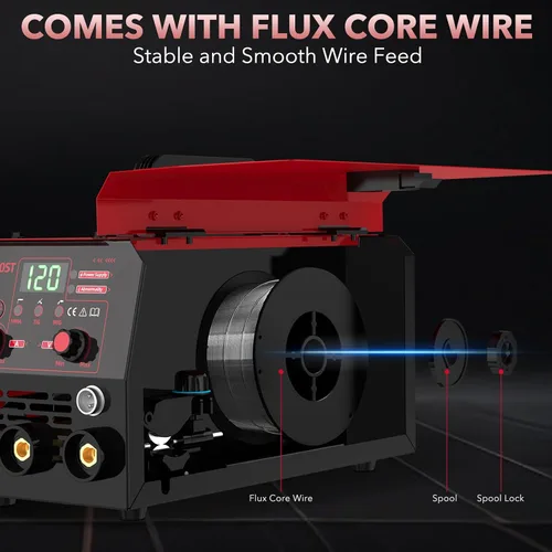 Vista 6 de Soldador MIG YesRight 110V, 120A Flux Core MIG/Lift TIG/Stick Máquina