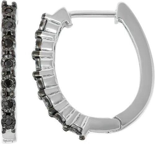 Vista 2 de Hdiamonds Pendientes de aro de plata de ley con diamantes