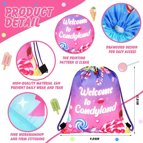 Vista 30 de Sweetude 24 bolsas de regalo de fiesta Let's Glow con cordón, decoración para niñas, niños, cumpleaños, bodas, fiestas