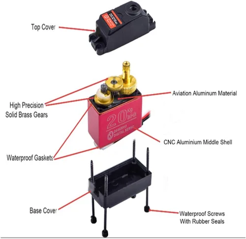Vista 2 de Servo de 44 lbs 1 x DS3218 Actualizado equipo completo de metal digital, Servo Baja, Servo impermeable, servo para autos (ángulo de control 180)