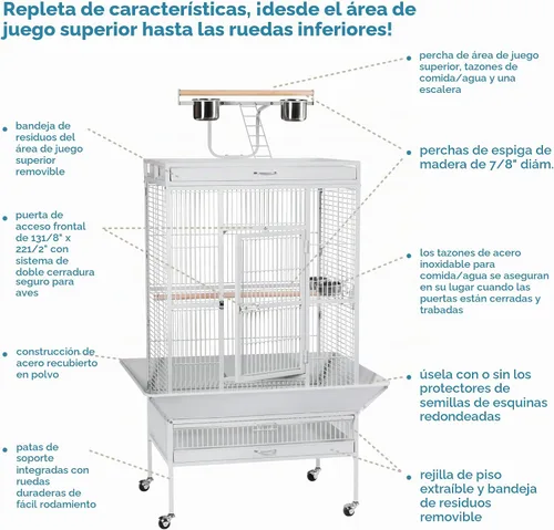 Vista 2 de Productos en hierro forjado Prevue para mascotas, selecta jaula de aves, negro Hammertone 3151BLK, Pewter
