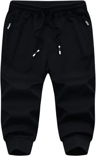Vista 3 de MAGNIVIT Pantalones capri deportivos 34 para hombre para entrenamiento gimnasio debajo de la rodilla bolsillos con cremallera