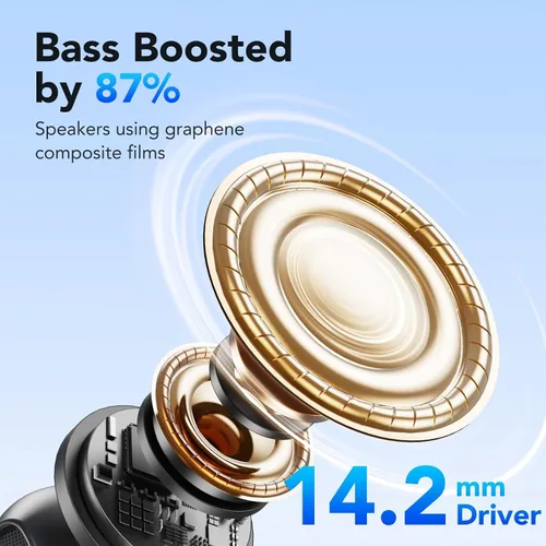 Vista 2 de Auriculares inalámbricos, auriculares Bluetooth 5.4, pantalla LED de 50 horas de reproducción, auriculares de graves profundos con 4 micrófonos ENC
