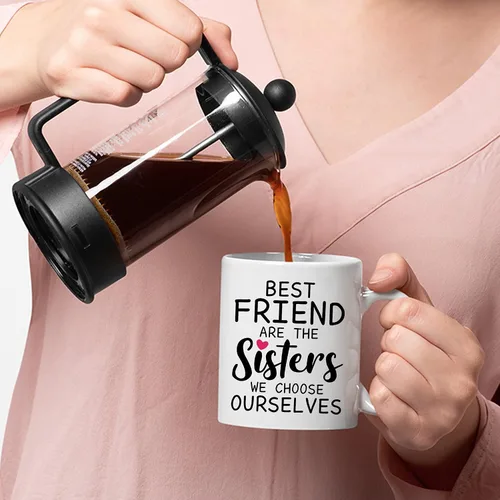 Vista 3 de Taza de café con texto en inglés "Best Friends Are The Sisters We Choose Ourselves We Choose Ourselves para mujeres, mejores amigas, taza de café