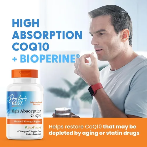 Vista 5 de Doctor's Best CoQ10 de alta absorción con BioPerine, salud cardíaca y producción de energía, fermentada naturalmente, sin OMG, vegano, sin gluten
