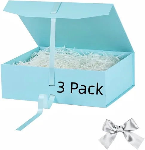 Vista 20 de GoooodGift Caja de regalo grande azul, 1 paquete de 13.5 x 11 x 5.3 pulgadas, caja de regalo de lujo para regalos con tapa de cierre magnético