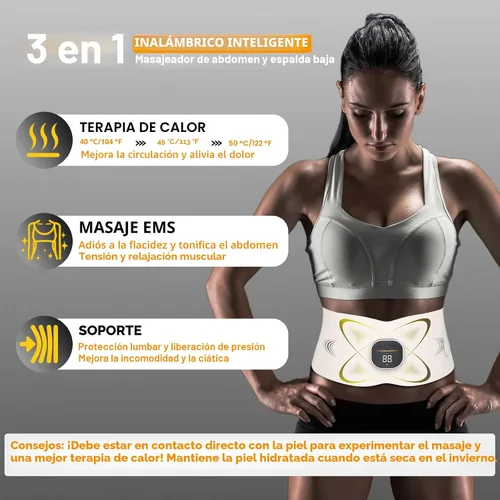 Vista 2 de Escultor de Abdominales, Cinturón de Tonificación Abdominal con Calor para Eliminación de Celulitis del Estómago y Quema de Grasa del Vientre