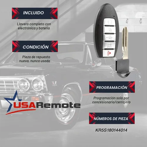 Vista 3 de Compatible con 2013 2014 2015 Nissan Altima Smart Key Fob Keyless Entry Remote (KR5S180144014)