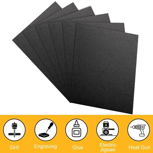 Vista 3 de Hiceeden Paquete de 6 láminas de plástico ABS de 12 x 16 x 0.06 pulgadas, hojas de plástico flexible negro, moldeables que las láminas acrílicas