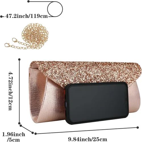 Vista 5 de jessie Bolso de mano para mujer, bolso de noche con purpurina brillante para bodas y fiestas