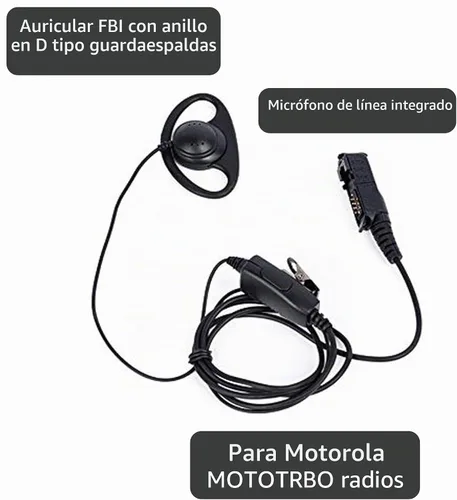 Vista 3 de Auricular con anillo en D compatible con Motorola XPR3300e XPR3500e Gancho de oreja con anillo en D, micrófono PTT en línea, para XPR3500e