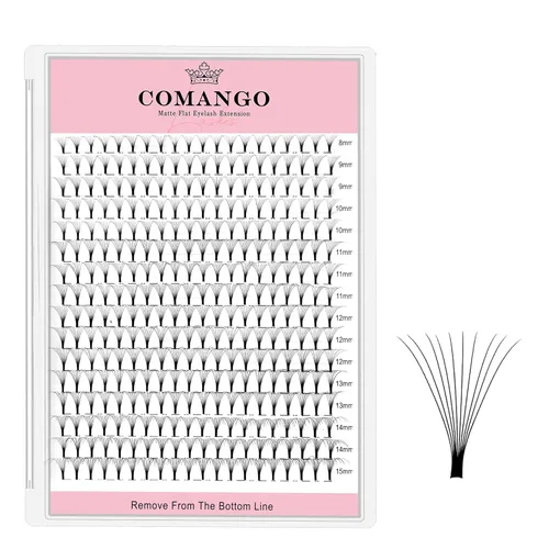 Vista 67 de Extensiones de pestañas de volumen prefabricadas 10D, 0.003 in de grosor, rizo C/D, 0.472 in, tallo corto, extensiones de pestañas de volumen