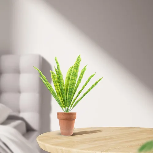 Vista 3 de HOMSFOU Plantas de interior Sansevieria Planta de serpiente, vegetación de plástico, planta de agave artificial para decoración de interiores