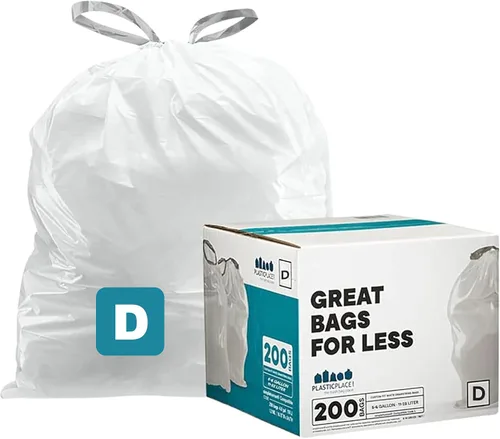 Vista 10 de Plasticplace Bolsas de basura de ajuste personalizado, compatibles con simplehuman Code D (100 unidades) con cordón azul tintado de 5.3 galones / 20