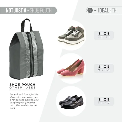 Vista 4 de FATMUG Organizador de viaje para zapatos, almacenamiento de embalaje y calzado para hombres y mujeres, juego de 3, color gris