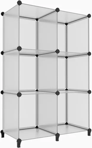 Vista 11 de HOMIDEC - Organizador de almacenamiento de 6 cubos, biblioteca con estantería y martillo de metal, organizador de cubos para niños, armario, Negro