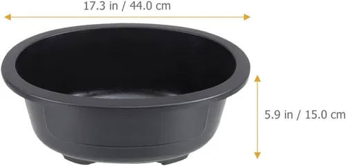 Vista 3 de Angoily 2 macetas de entrenamiento de bonsái de plástico de 17 pulgadas con orificio de drenaje, maceta ovalada para decoración de escritorio