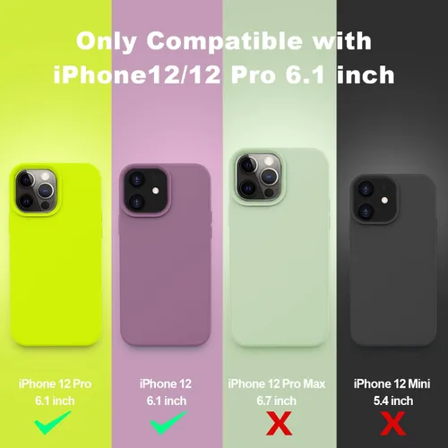 Vista 6 de Vooii Funda compatible con iPhone 12/12 Pro, silicona líquida de grado de piel de bebé, cuerpo completo, carcasa protectora delgada con bordes
