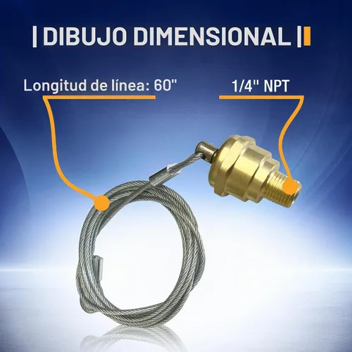 Vista 2 de TORQUE Válvula de drenaje de tanque de aire con cable de 60", válvula de drenaje del compresor de aire (reemplaza Haldex 12105) (TR12105) (1 pieza)