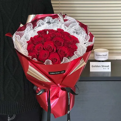 Vista 2 de Rollo de papel de envoltura de regalo de película metálica roja de color liso, para bodas, cumpleaños, Navidad, Día de la Madre, Año Nuevo, baby