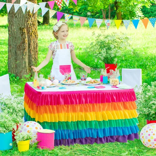 Vista 9 de Falda de Mesa de Tul Negro de 6 pies Falda de Mesa Tutú Para Mesa Rectangular Decoraciones de Fiesta de Cumpleaños Baby Shower Fiestas de Niñas