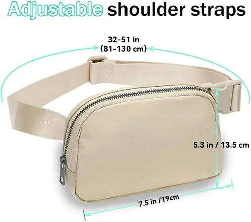 Vista 31 de Cangurera cruzada para mujer, mini bolsa para cinturón de 1 litro con correa ajustable de 32 a 51 pulgadas, bolsa de cintura pequeña para viajes