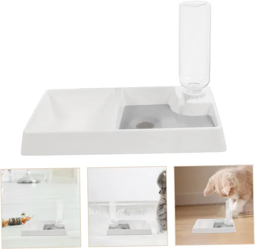 Vista 7 de Dispensador de agua de doble tazón para gatos y perros, alimentador automático para mascotas, botella de hidratación