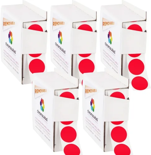 Vista 13 de ChromaLabel Puntos adhesivos extraíbles, 3/4 pulgadas amarillo, 1000/caja