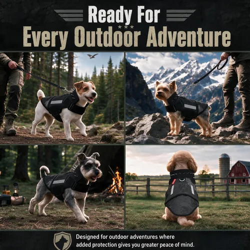 Vista 5 de Arnés de protección para perros, placa de acero ligera y flexible integrada contra ataques de coyote, halcón, raptor y aves de presa