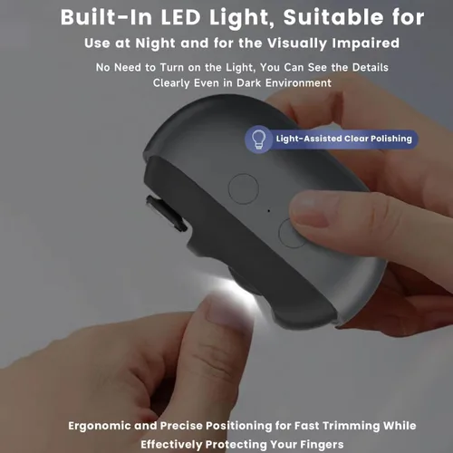 Vista 7 de Cortaúñas eléctrico Easy Clip para personas mayores y niños, recortador automático de uñas con luz LED, herramienta de cuidado de uñas 3 en 1