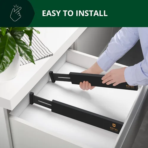 Vista 3 de ROYAL CRAFT WOOD Separadores de cajones ajustables de bambú – Organizador expandible para cocina, dormitorio, baño, tocador y oficina – Paquete de 4