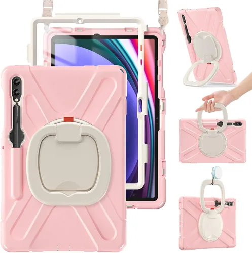 Vista 8 de BRAECN Funda para Samsung Galaxy Tab S10+/S9 FE+/S9+ Plus de 12.4 pulgadas, funda de silicona resistente con protector de pantalla, soporte para S