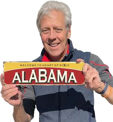 Vista 4 de SmartSign Letrero de Metal Vintage del Estado de Alabama de 4 x 14 pulgadas "Welcome To Heart Of Dixie", Aluminio Antioxidante de 40 mil