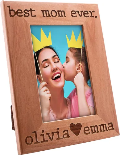 Vista 2 de Best Mom Ever, marco de fotos personalizado, regalo del día de la madre, 4 x 6 pulgadas, marcos grabados personalizados con nombres, regalos del día